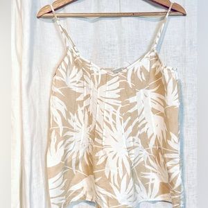 💥2/$15💥 GAP Cotton Linen Tank Cami with Corset Small Palm Leaves Coastal